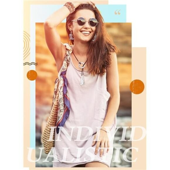 3 Pcs Western Jewelry for Women Bohemian Set, Boho Pendant Long Choker, - Picture 5 of 7